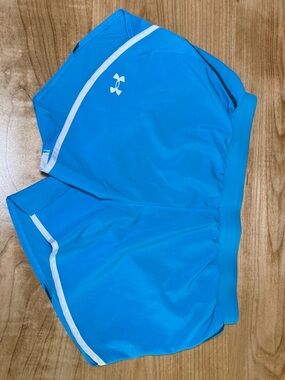 Under Armour Vibrant Blue Heatgear Running Shorts with White Trim